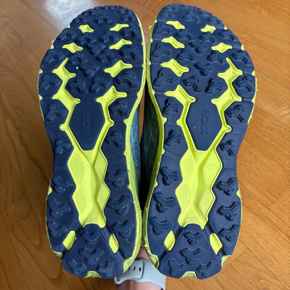 Hoka Men's Blue and Lime Green Running Sneakers - Picture 7 of 12